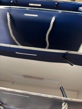 Two Navy Blue/Silver Border Gift Bags with Card Pocket